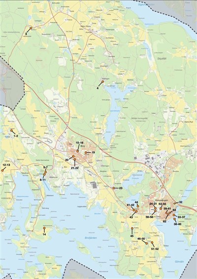 Karta &ouml;ver &aring;rets utst&auml;llare i kommunen